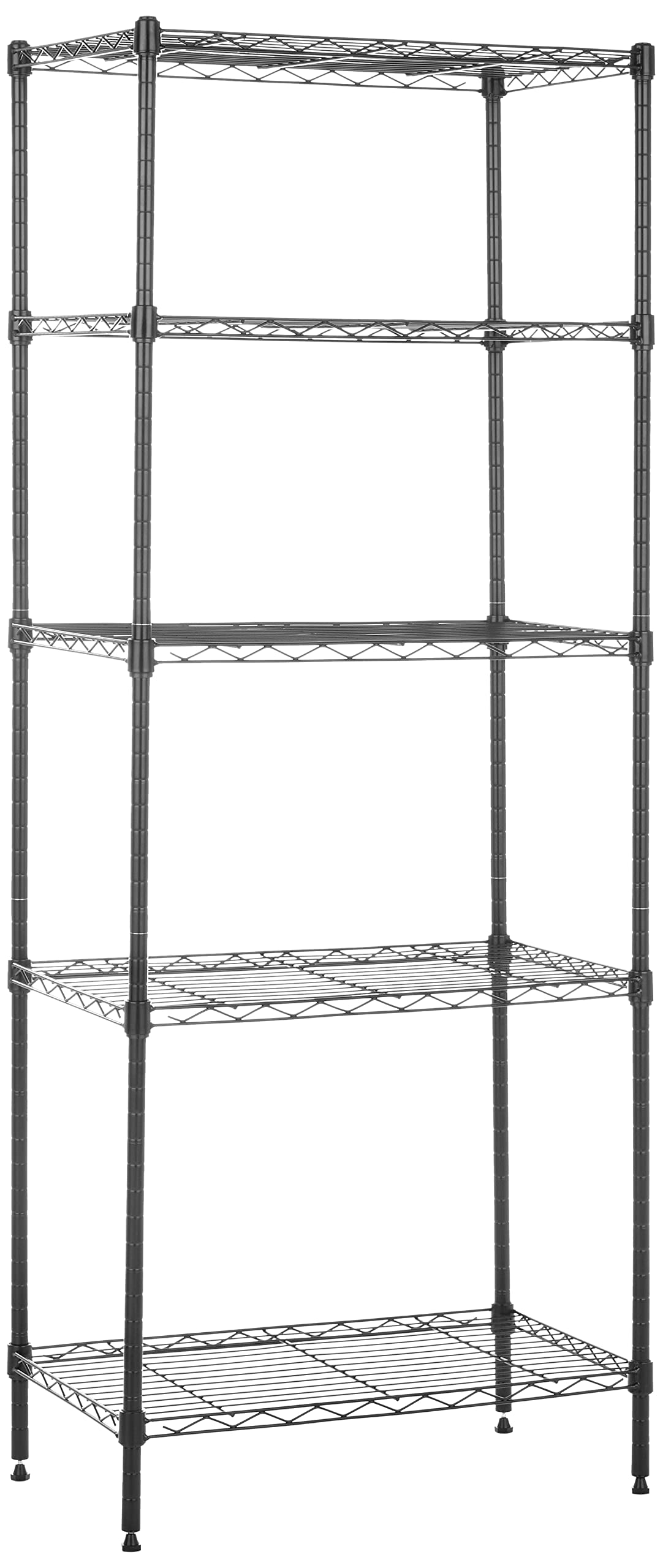 Amazon Basics 3-Shelf Adjustable Heavy Duty Steel Wire Rack Storage Shelving Organizer for Kitchen, Garage, 23.2" L x 13.4" W x 30" H, Black